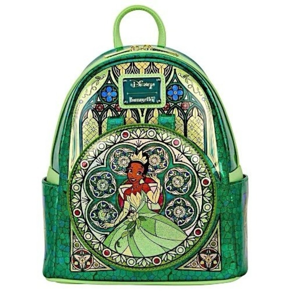 NWT Loungefly Disney Stained Glass Princess Backpack Mouse Ears STUNNING TIANA - Picture 2 of 7